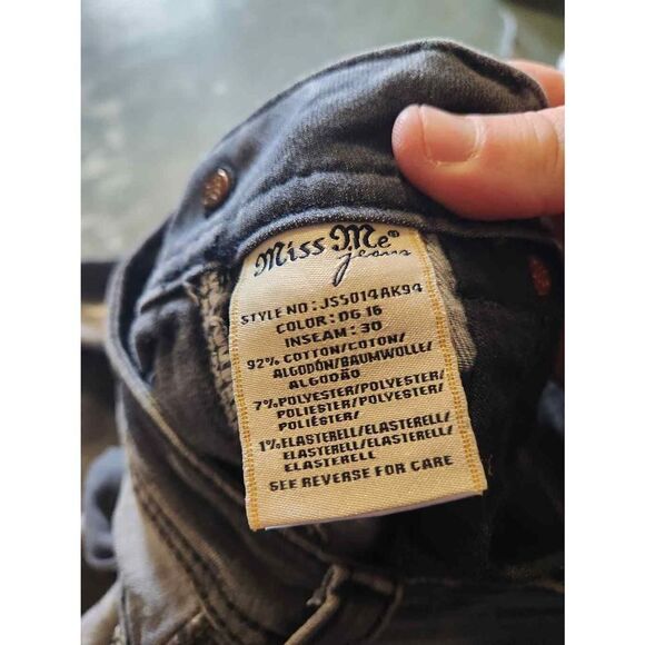 Miss Me Style JS5014AK94 Signature Ankle Skinny Distressed  Dark Gray jeans sz 2 - Picture 3 of 4